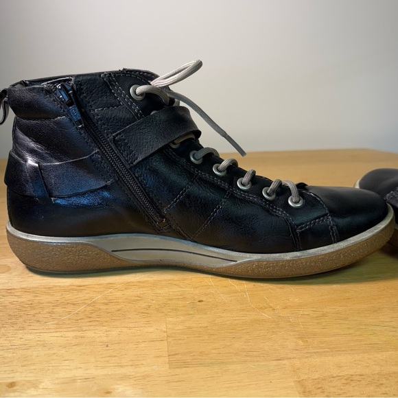 ECCO Soft Black Leather Lace Up Side Zip Ankle Hi-Top Men's Shoes EU 39 Buckle - Picture 5 of 8
